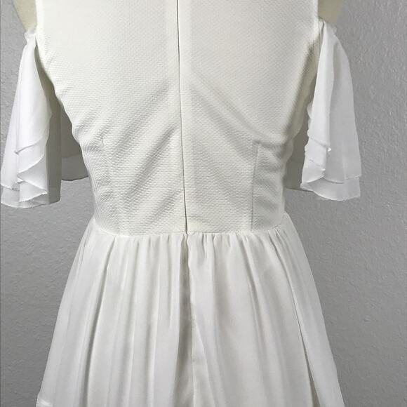 Zara Cold Shoulder Tiered Pleated Fit Flare Dress - Picture 11 of 12